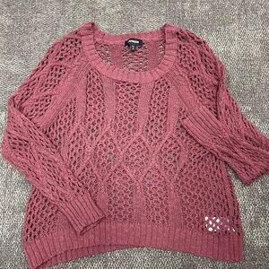 Express Women's Purple Open-Knit Sweater